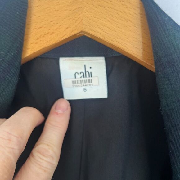 Cabi Plaid Blazer Jacket Size 6 Tartan Green Moto Classic Office Work Basic - Picture 9 of 9